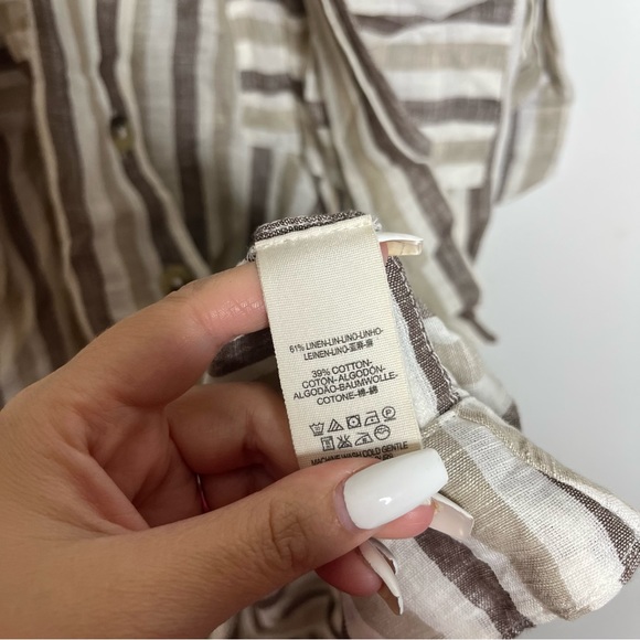 Free People linen Monday striped tie waist midi dress - Picture 6 of 8